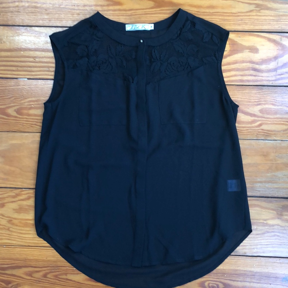 Chloe K Sheer Black Sleeveless Top